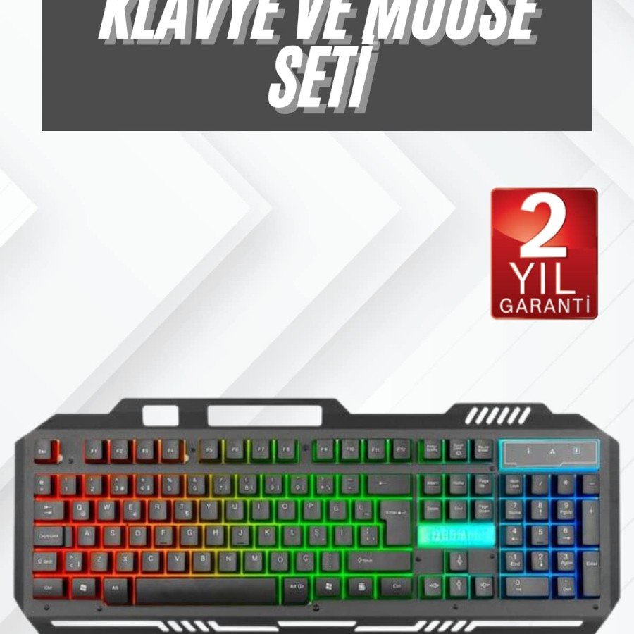 Illuminated Q Keyboard Mouse Set Black Keyboard