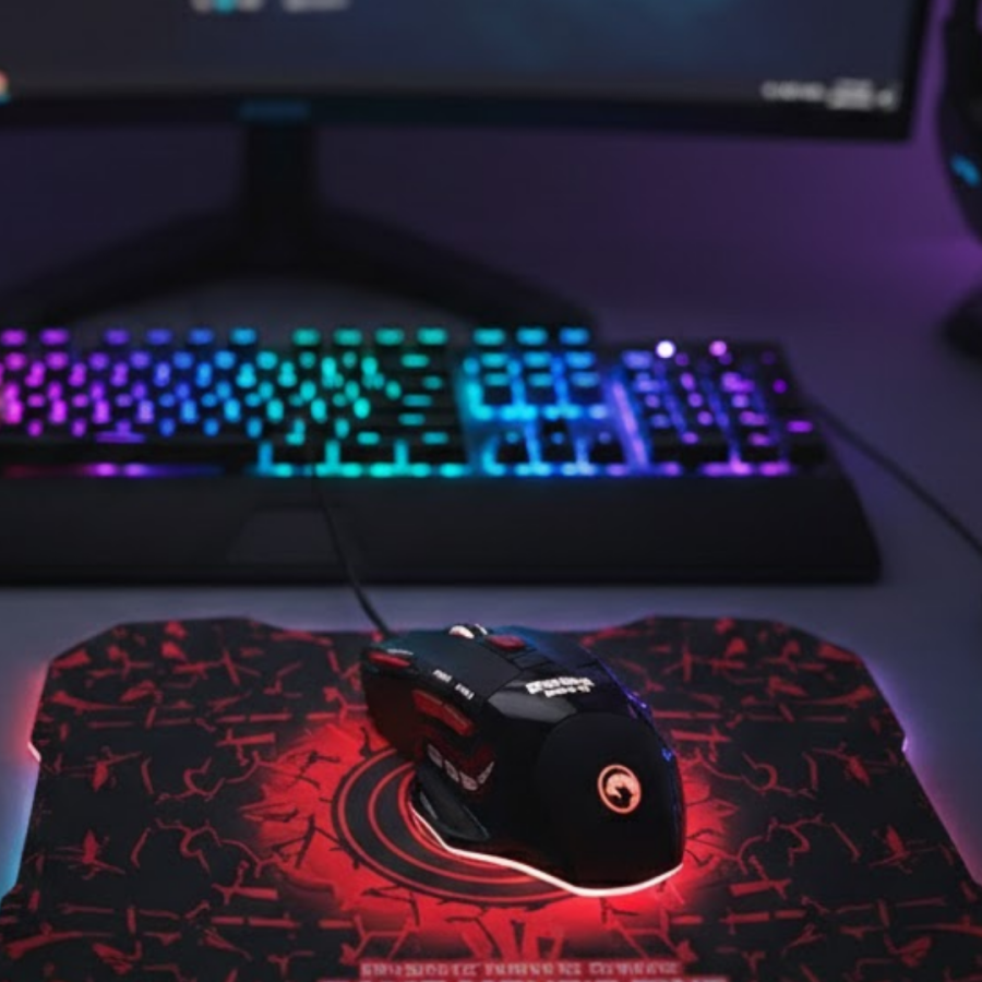 Illuminated Mouse and Mousepad Set Ergonomic Design and RGB Lighting Illuminated Mouse and Mousepad Set Ergonomic Design and RGB Lighting