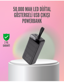 50,000 mAh Ultra Powerful Powerbank Portable Charger with 4 USB Outputs, LED Digital Display, Fast Charging Support