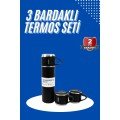 Thermos Set 3-Piece Cup Set Heat Resistant Black Stainless Steel Vacuum Thermos Set 3-Piece Cup Set Heat Resistant Black Stainless Steel Vacuum