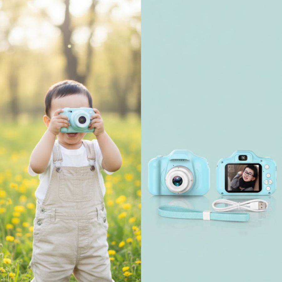 Blue Mini HD Digital Camera Rechargeable Portable Recorder with Video and Photo Shooting