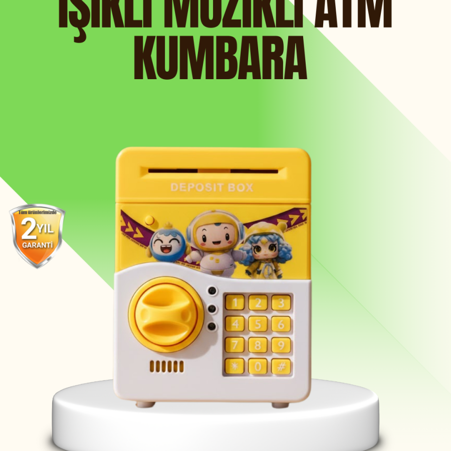 Yellow Electronic Password ATM-Looking Children s Piggy Bank