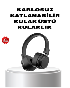 Wireless On-Ear Bluetooth Headset Powerful Bass and Foldable Design