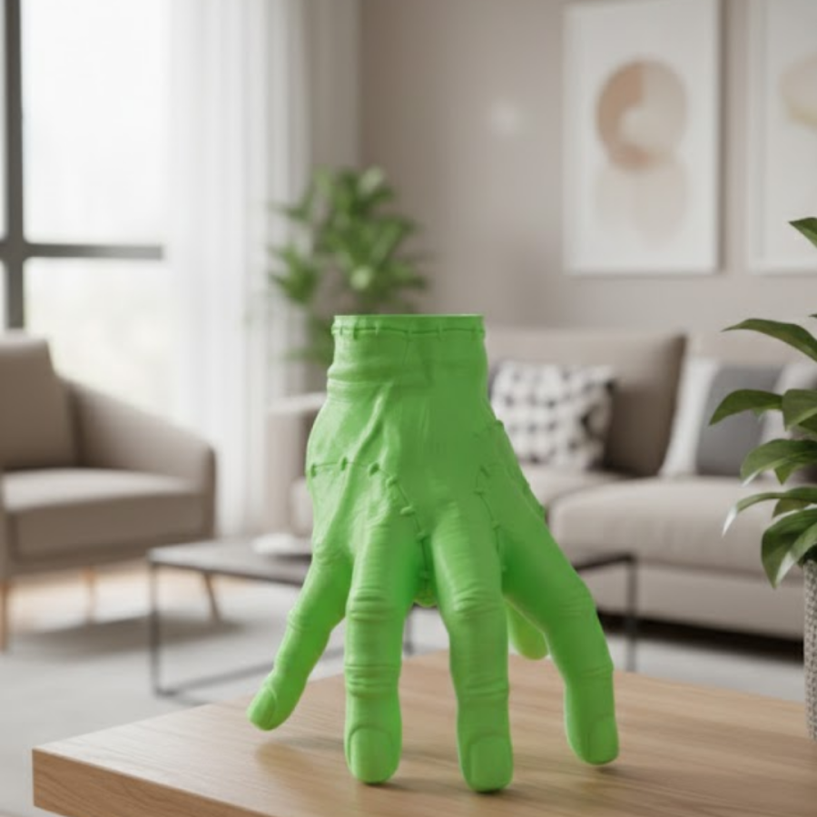 3D Green Hand Decorative Sculpture 27x22cm Large Size Modern Design
