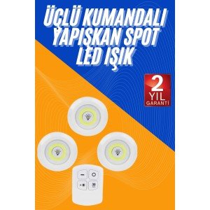 Cabinet Light Kitchen Shelf Light Remote Controlled 3 LED Spotlight Lamp