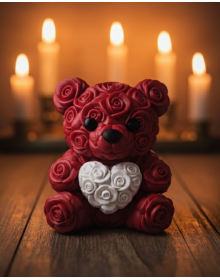 3D Heart Teddy Bear 10 cm Rose Detailed Decorative Gift Object