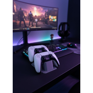Anthracite Double Gamepad Holder 7x18 cm Table and Shelf Arrangement