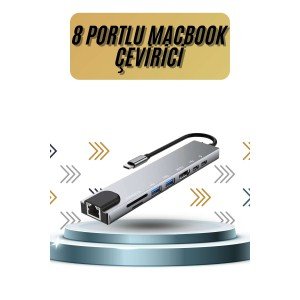 8 Port Macbook Converter Type C Hub SD TF USB Replicator Ethernet