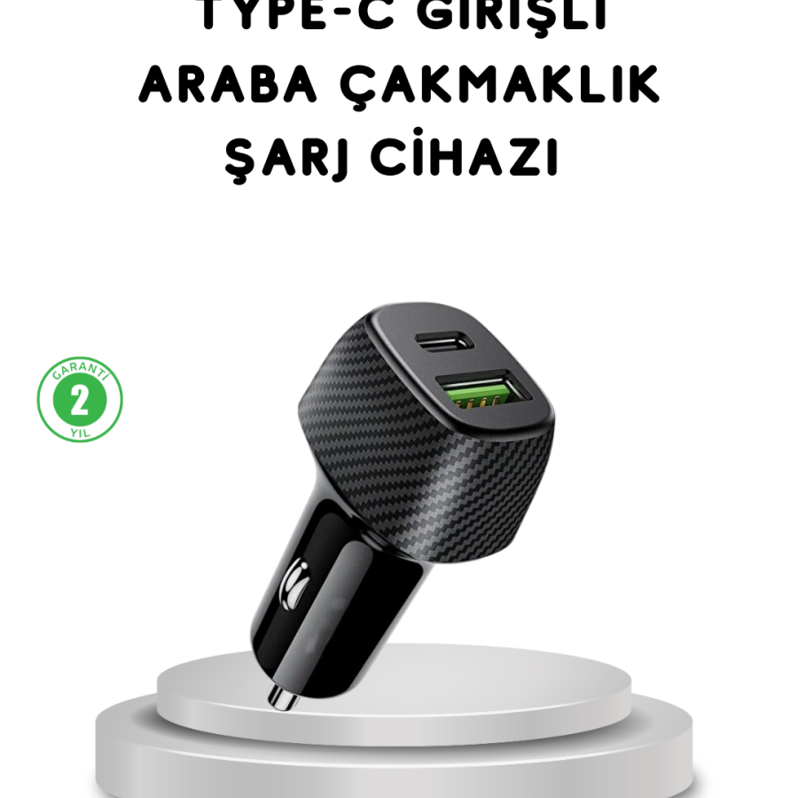 38W Car Charger Type-C PD USB Fast Charging Dual Port
