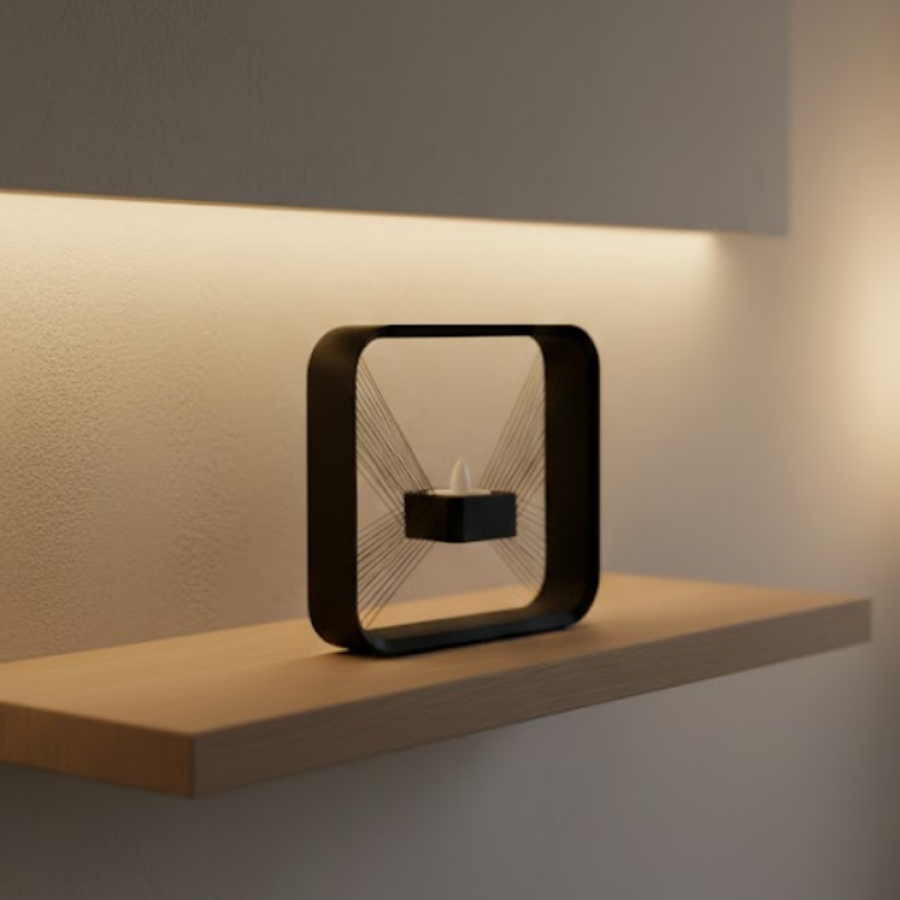 Hanging Square Candle Holder Wall Decoration for Dim Living Rooms and Modern Spaces