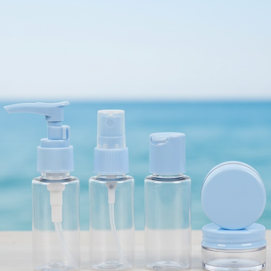 Set of 5 Travel Refill Bottles 30 ml with Transparent Carrying Bag
