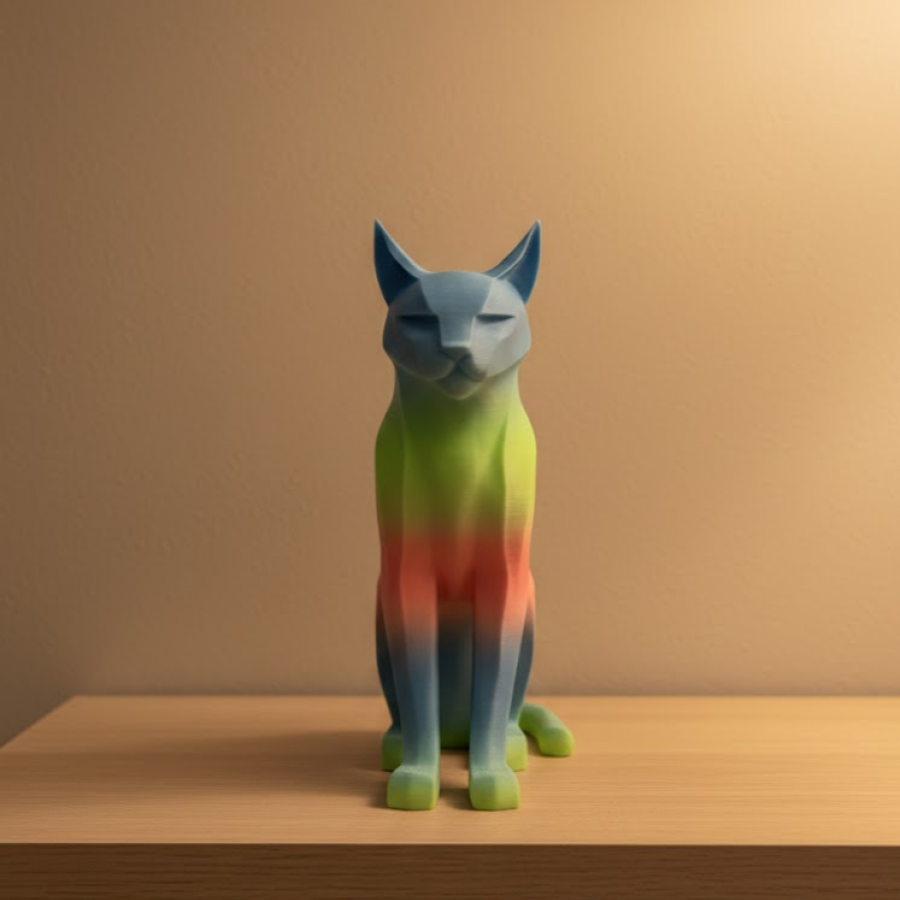Outdoor Rainbow Cat Figurine Modern Living Room and Shelf Decor