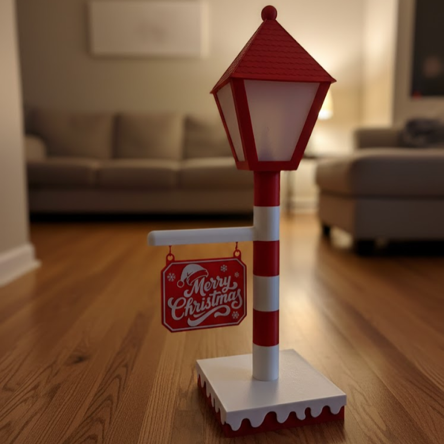 Decorative Lamp with New Year Sign Merry Christmas Illuminated Design