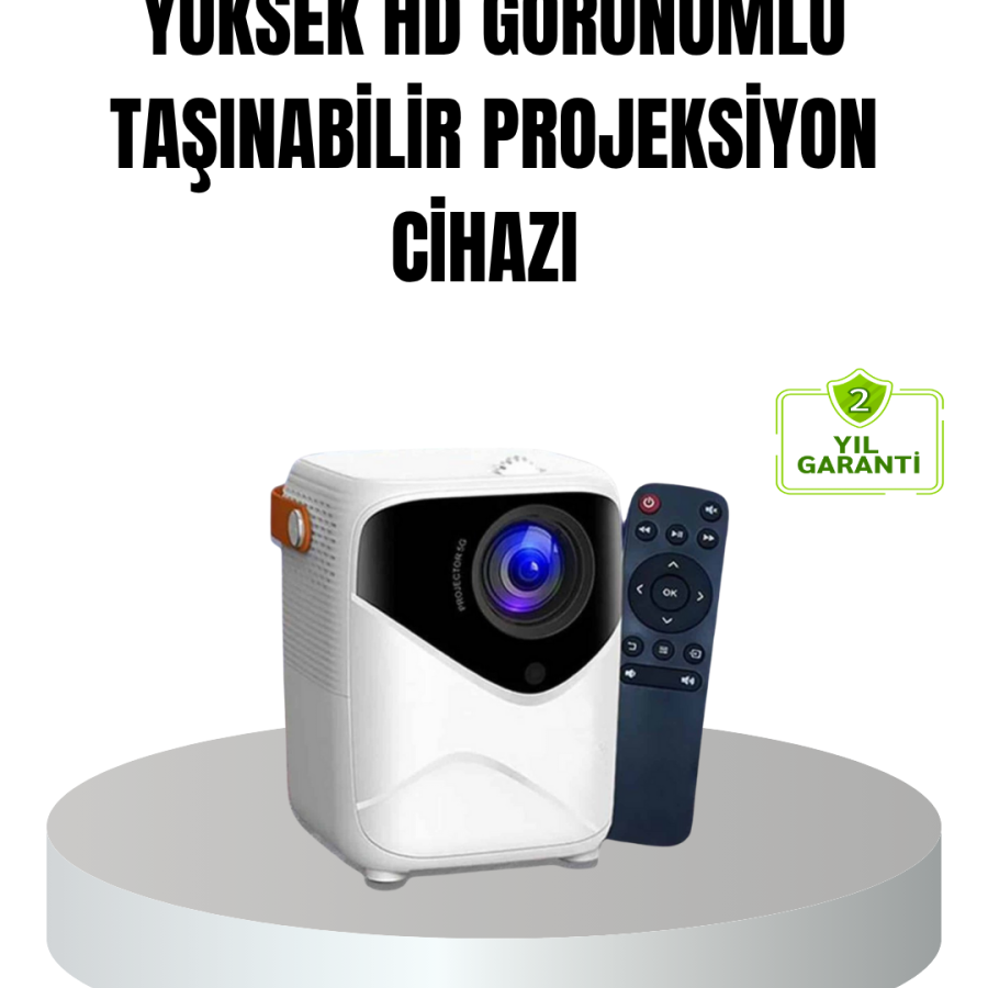 Portable 1080P HD Smart Projector – 64GB Internal Memory, 2GB RAM, Remote Control