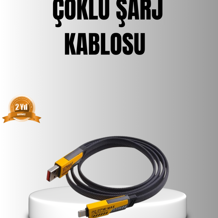 65W 4 in 1 Braided Fast Charging Cable USB-C USB-A Multi-Charge Durable