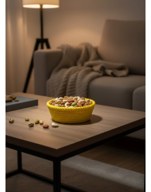 Round Snack Bowl Yellow Vibrant Colored Decorative Presentation Bowl