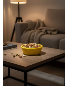 Round Snack Bowl Yellow Vibrant Colored Decorative Presentation Bowl