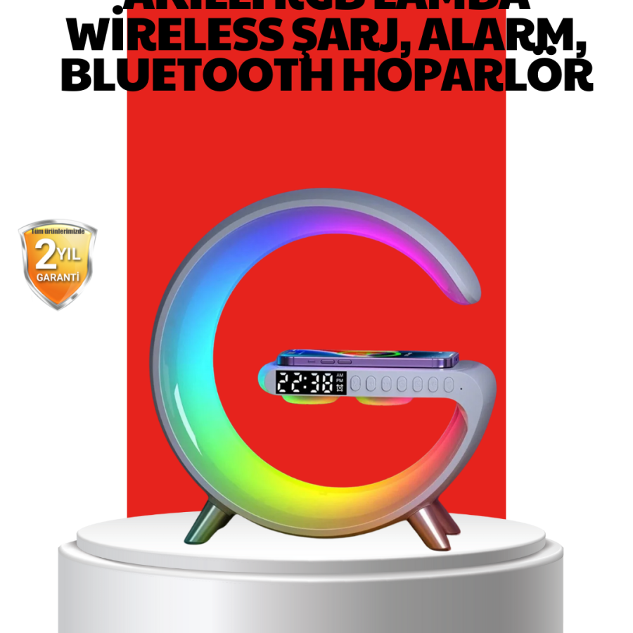 Wireless Charging Atmosphere Lamp with Bluetooth Speaker and Smart Alarm Features Wireless Charging Atmosphere Lamp with Bluetooth Speaker and Smart Alarm Features