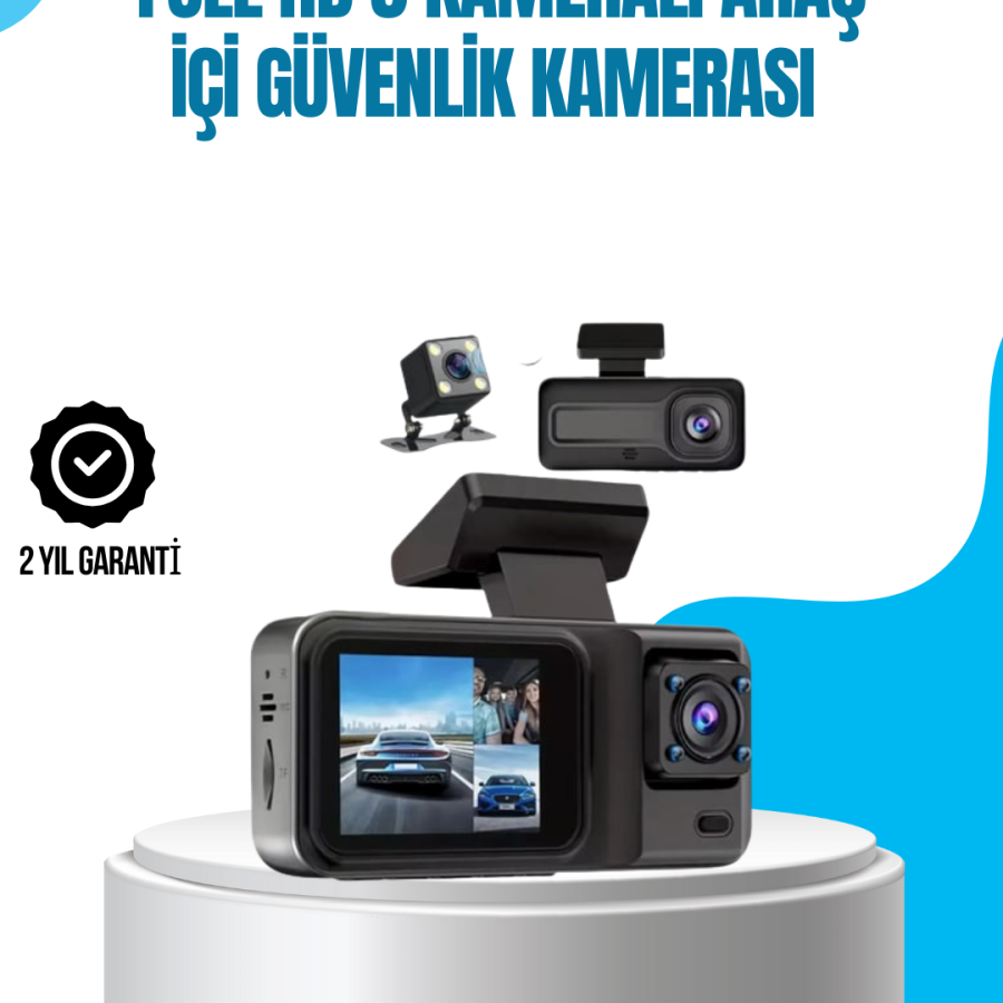 3 Camera In-Car Recorder with 1080P Full HD Night Vision and Wi-Fi Connection 3 Camera In-Car Recorder with 1080P Full HD Night Vision and Wi-Fi Connection