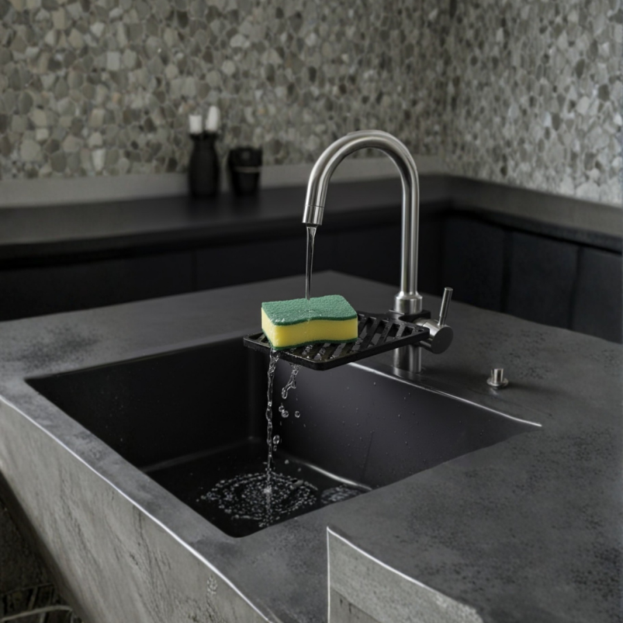 Faucet Mounted Sponge Organizer Practical Design with Hygienic Drainage