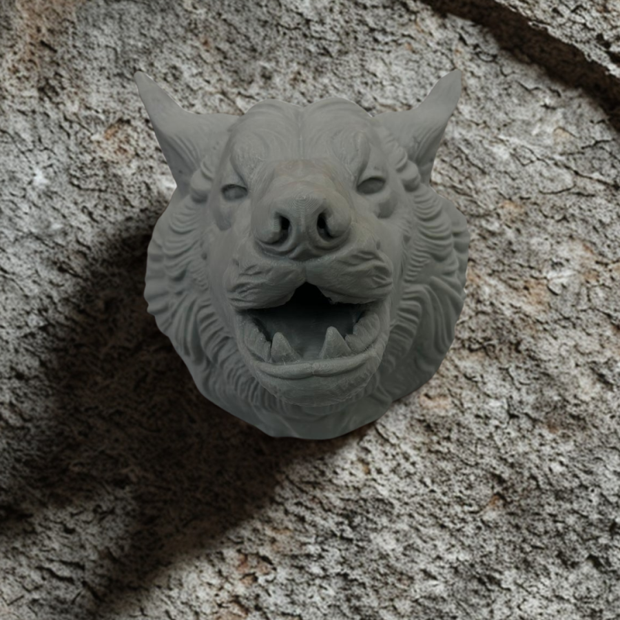 Gray Wolf Wall Decor Hangable Decorative Sculpture Design