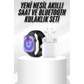 New Generation Smart Watch and Headphone Set Silver Case Elegant Design Multi-Functional