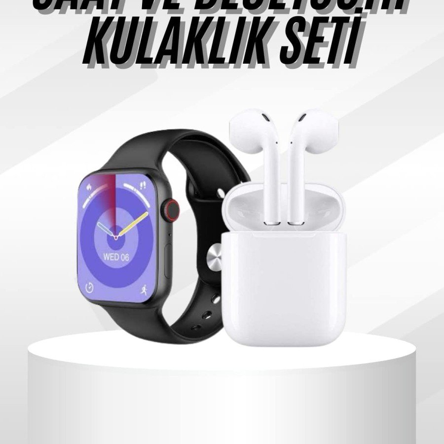 New Generation Smart Watch and Headphone Set Silver Case Elegant Design Multi-Functional