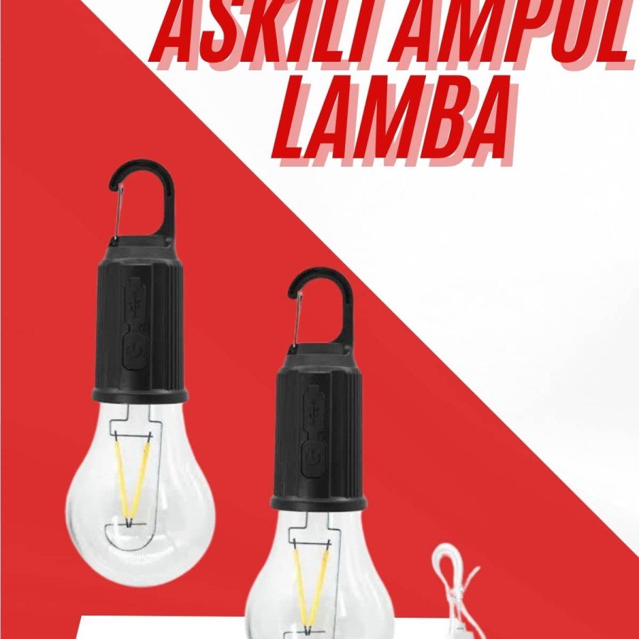 Ambient Light Hanging Camping Lamp with Rechargeable Lighting Bulb Design
