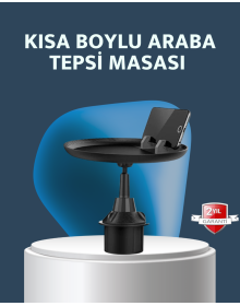 In-Car 360° Adjustable Cup Holder Tray with Large Surface and Phone Stand