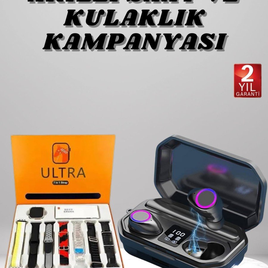 New Generation Smart Watch and Bluetooth Headset Campaign with Digital Display and Powerbank