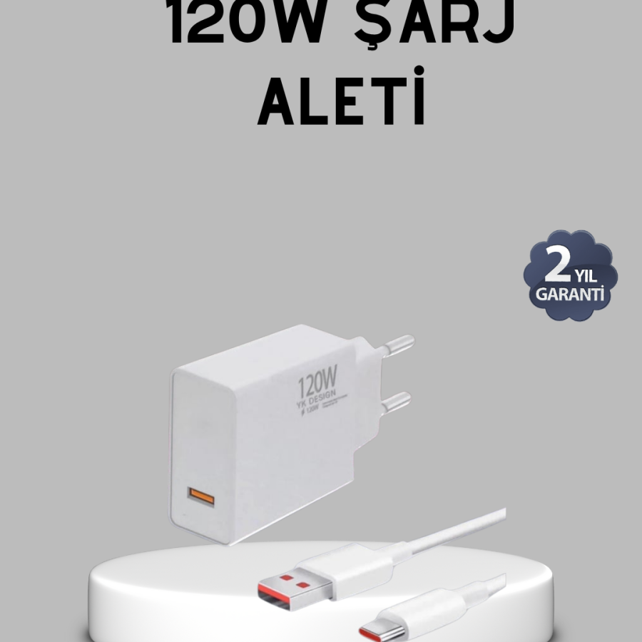 120W Super Fast Charging Adapter – Included Type-C Cable, High Voltage Protection