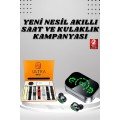 Smart Watch with 7 Strands and Mirrored Bluetooth Headset Powerbank with Digital Display