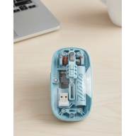 Bluetooth 5.2 and 2.4G USB Wireless Mouse with Battery Blue Design