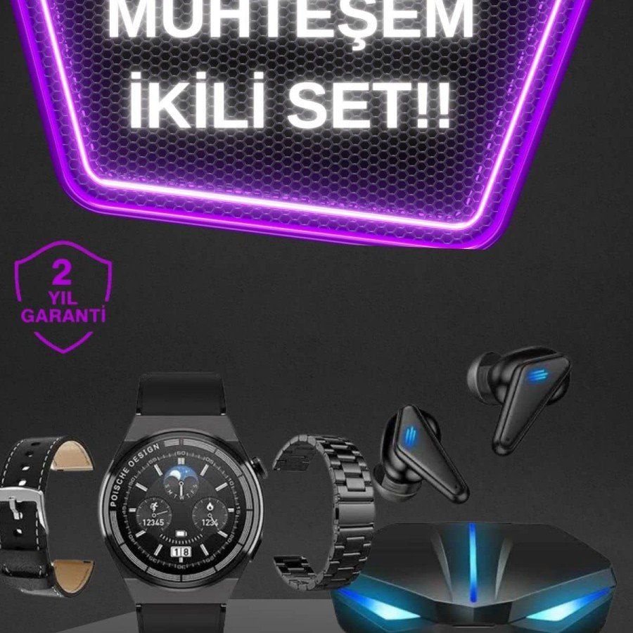 Wireless Bluetooth Connected Headset and Touch Screen Smart Watch Call Answering