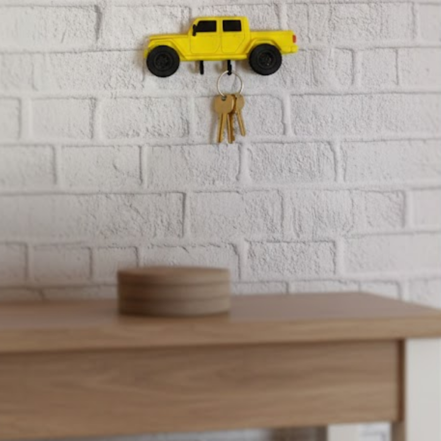 Wall Keychain with Car Figure Decorative Design for Home and Office