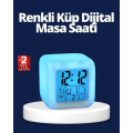Digital Cube Table Clock with Color Changing LED Alarm