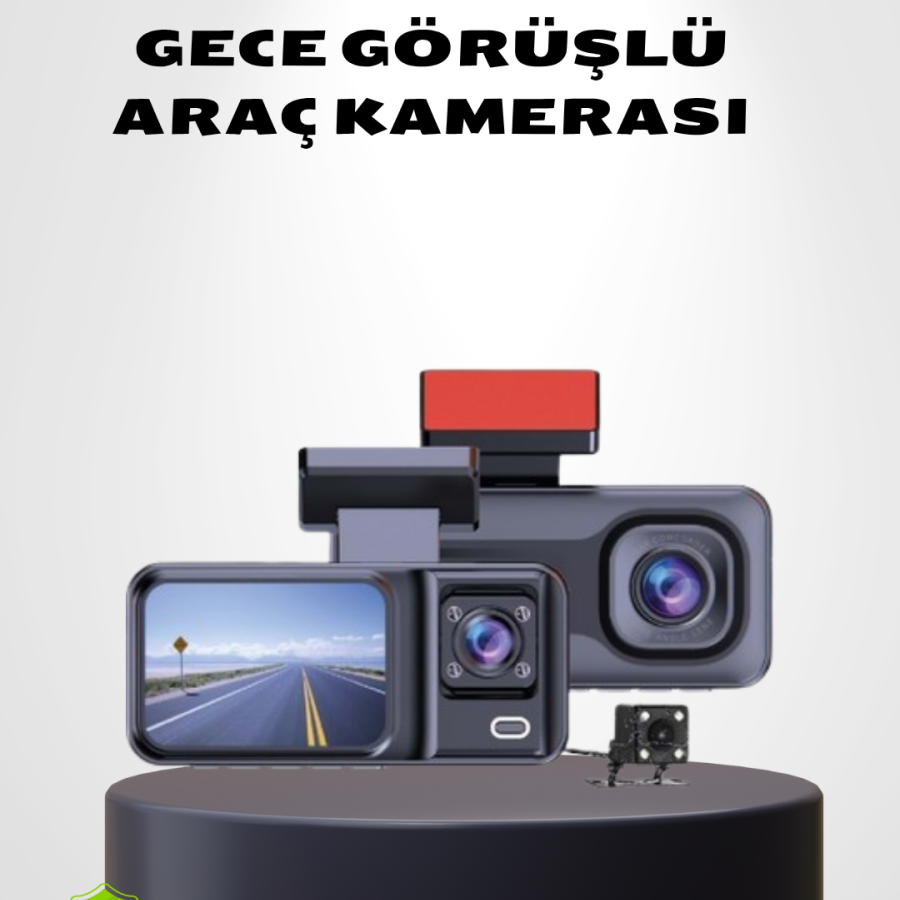 Three Camera Dash Cam 170° Wide Angle Full HD Night Vision
