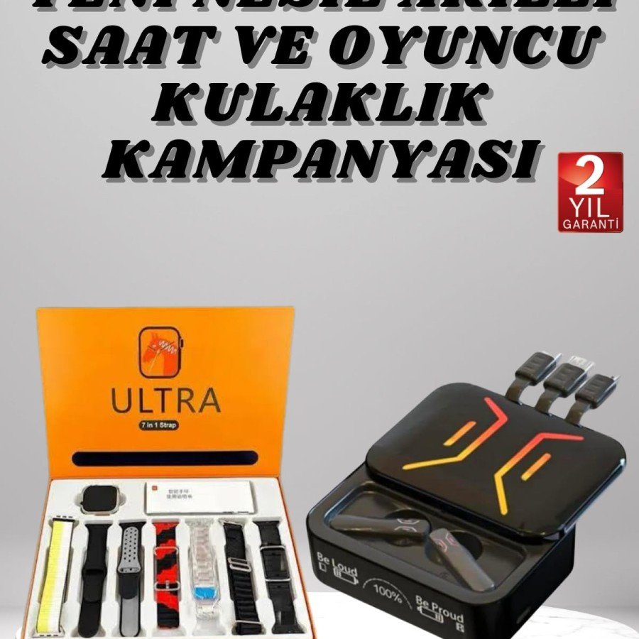 Powerbank Headphone and Smart Watch with 7 Strands Multiple Charging Ports Bluetooth Connected