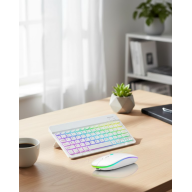 Illuminated Wireless Keyboard Mouse Set with Bluetooth Connection Multi-Device Compatible