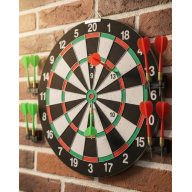 12 Inch Dartboard with 4 Metal Tip Darts Easy to Assemble