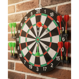12 Inch Dartboard with 4 Metal Tip Darts Easy to Assemble