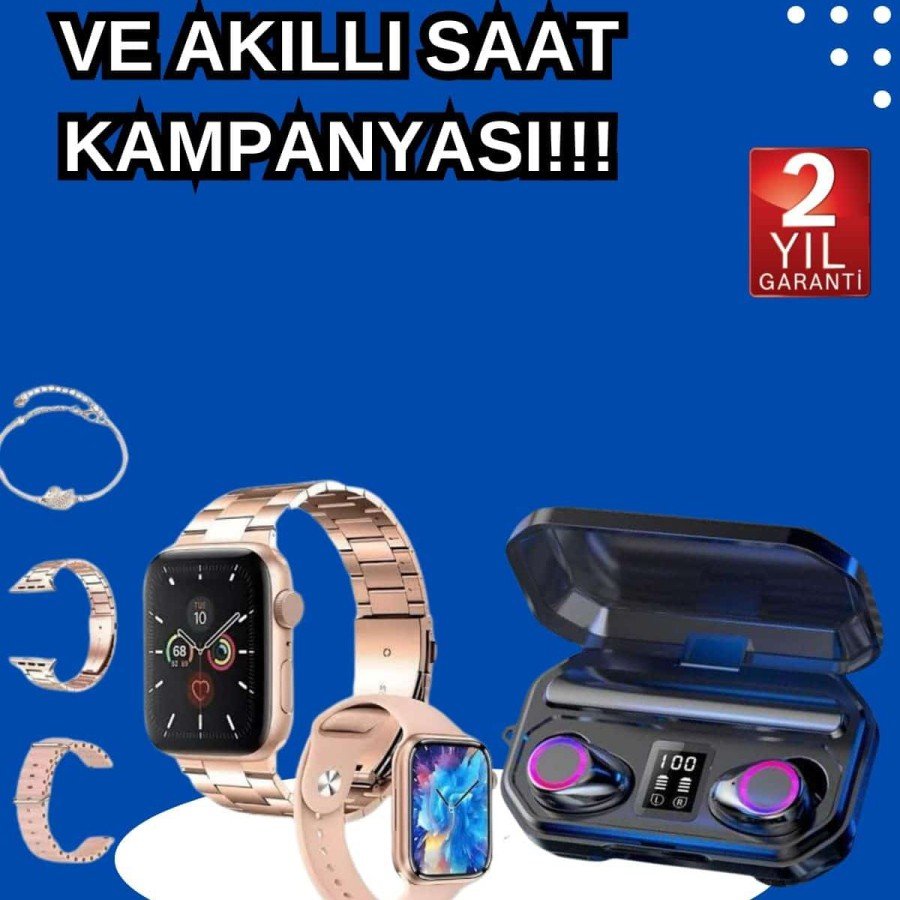 Smart Watch with 3 Bands for Women and Bluetooth Headset with Digital Display Powerbank Touch Control Smart Watch with 3 Bands for Women and Bluetooth Headset with Digital Display Powerbank Touch Control