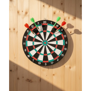 15 Inch Dartboard with 4 Metal Tips Darts Durable Wooden Body