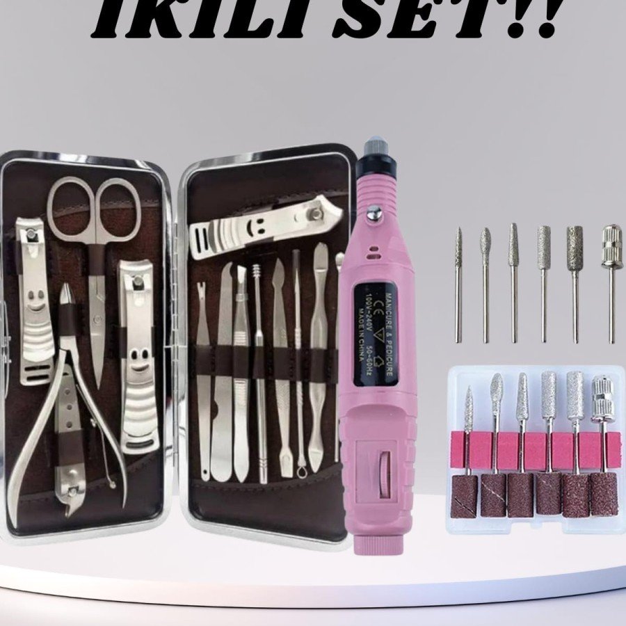 Electric Manicure Pedicure Set Double Set 12 Pieces Nail Care File Denture Removal Electric Manicure Pedicure Set Double Set 12 Pieces Nail Care File Denture Removal