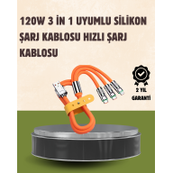 120W Charging and Data Transfer Cable – Multi-Purpose Cable with 3 Heads High Speed