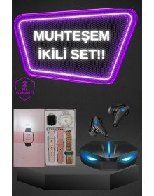 Touch Screen Smart Watch and Wireless Bluetooth Headset ANC Feature for Women