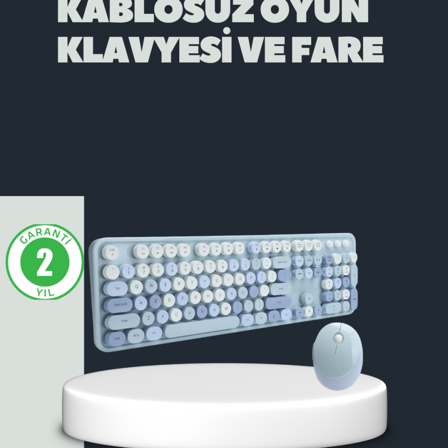 Retro Typewriter Style Wireless Keyboard Mouse Set – Quiet and Stylish