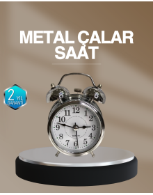 Decorative Round Silver Silent Lighted Table Top Alarm Clock with Alarm and Stylish Design