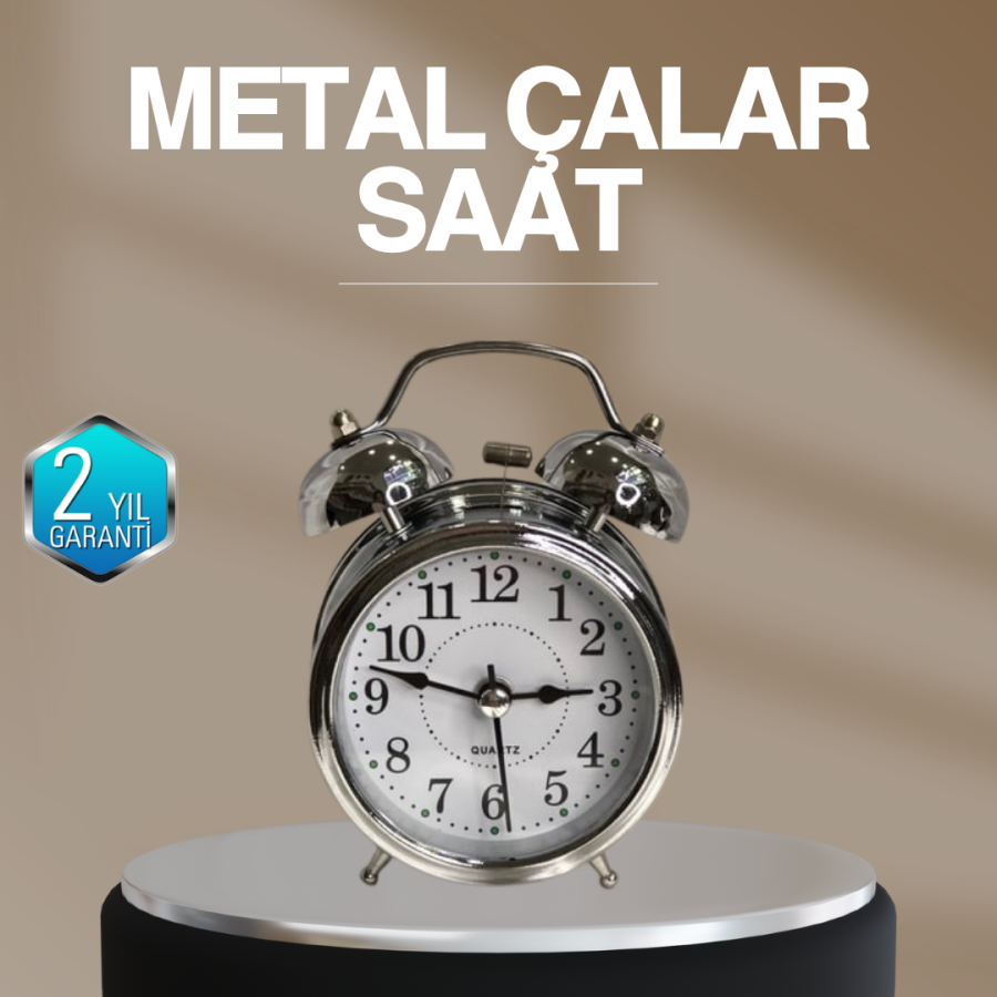 Decorative Round Silver Silent Lighted Table Top Alarm Clock with Alarm and Stylish Design