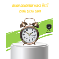 Nostalgic Bronze Metal Alarm Table Clock Large Size Decorative and Stylish Design